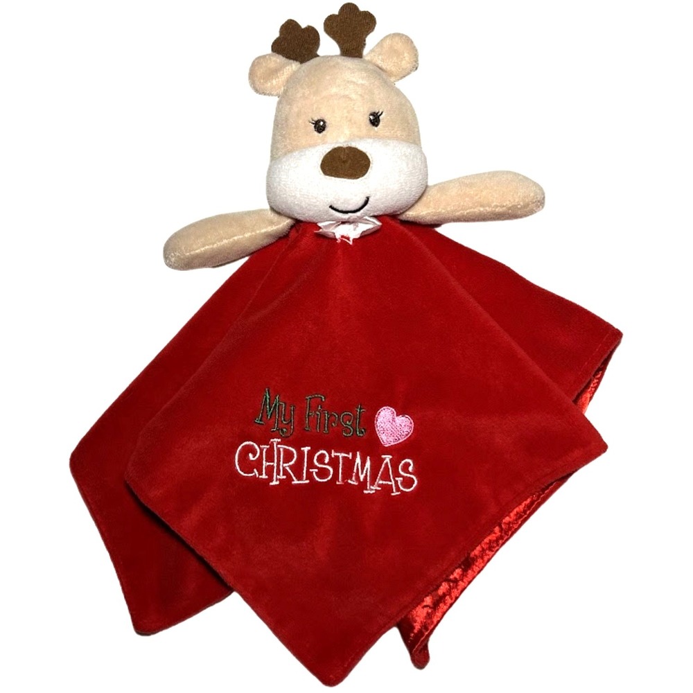 Baby Starters Red My First Christmas Reindeer Security Blanket‎ Rattle Lovey